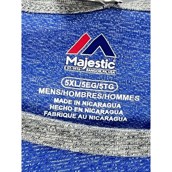 Majestic Mens Blue Gray Raglan T-Shirt 5XL Cotton Blend Short Sleeve Casual - Picture 5 of 7